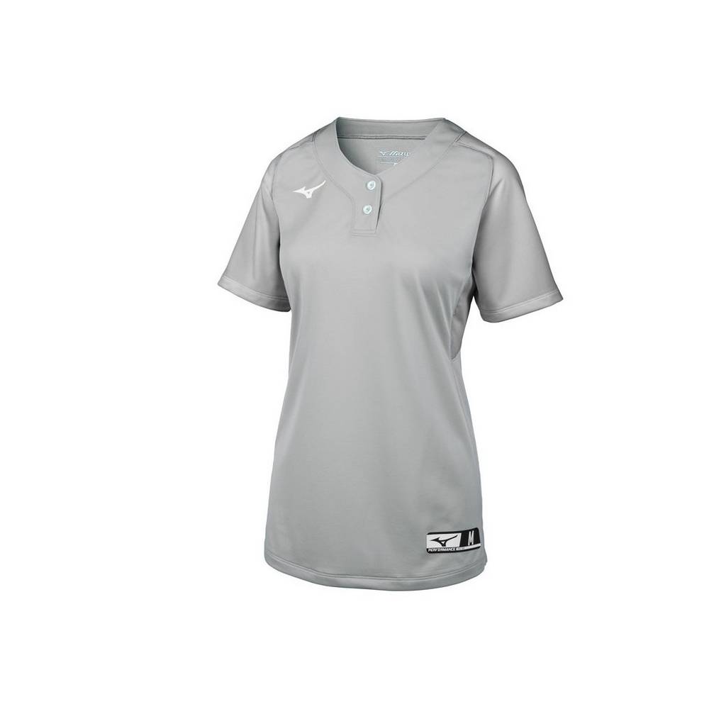 Mizuno Women's Aerolite 2-Button Softball Jersey Grey (350715-YPL)